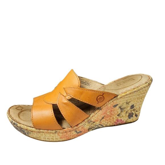 Born Hand crafted Footwear Women's Orange-Beige Wedge Sandals - Picture 1 of 11